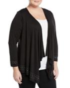 Stud-trim Open-front Cozy Cardigan,
