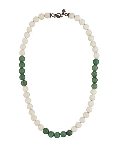 Mammoth Bone & Mossy Aventurine Beaded Necklace
