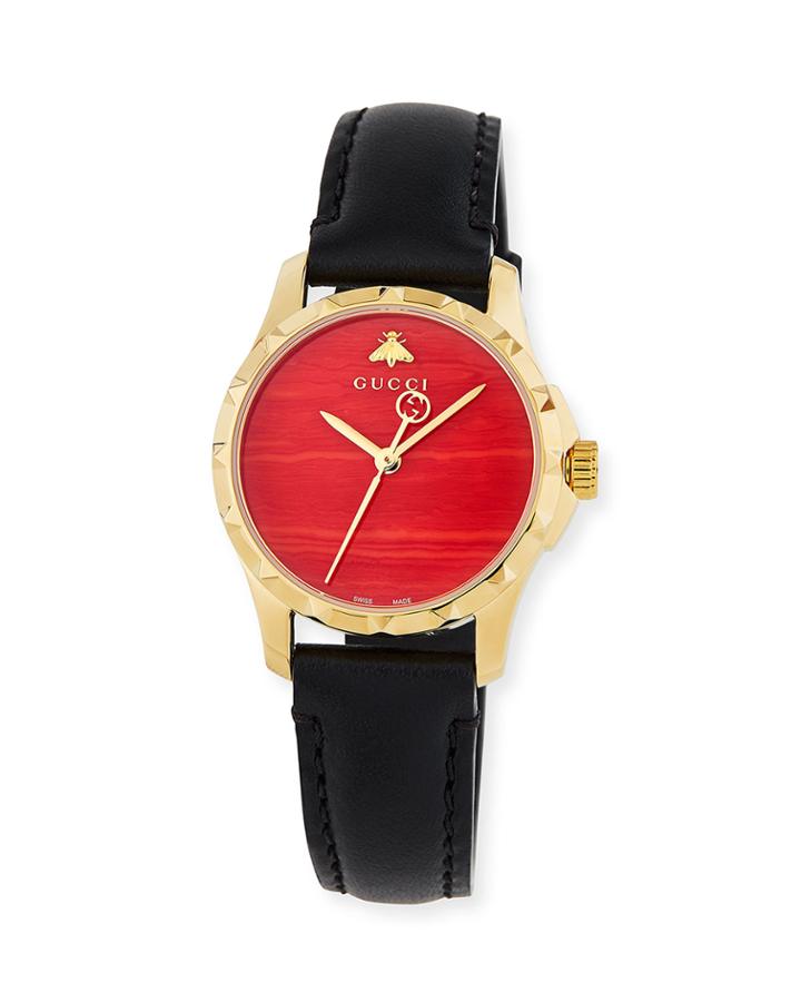 27mm Faceted Watch W/ Leather