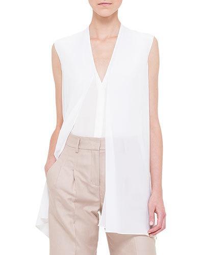 Sleeveless Scarf-front Top, Calcite