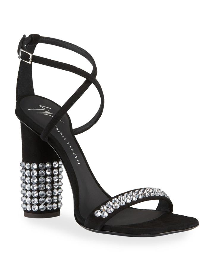 Suede Sandals With Crystal