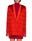 Tia Tiered Fringe Men's Blazer, Bright Red