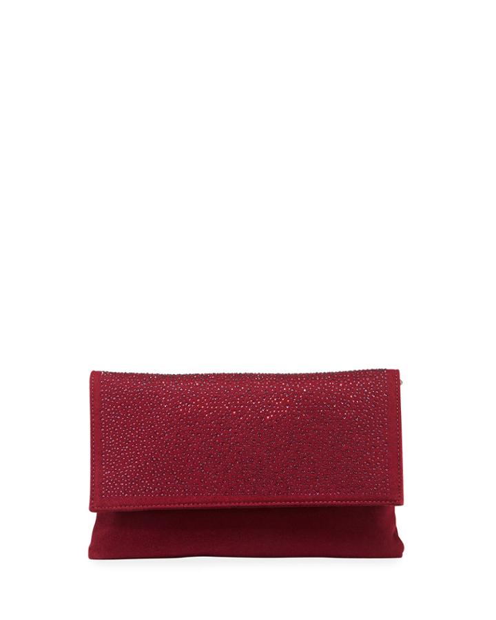 Crystal-flap Flannel Clutch Bag On Chain