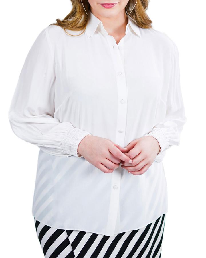 Plus Size Silk Poet Blouse, White