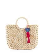Small Ring Handle Woven Tote Bag