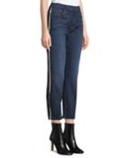 Crystal-stripe Crop Straight-leg Jeans