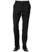Flat-front Wool/mohair Trousers, Black