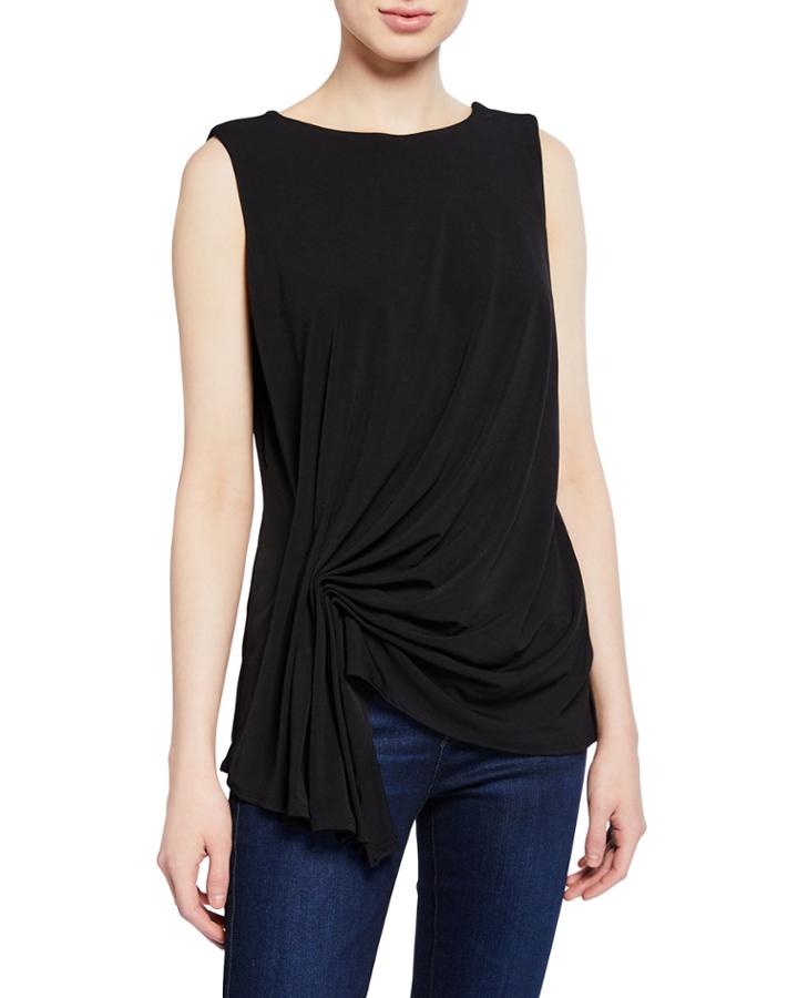 Sleeveless Asymmetric Side-drape Jersey Top