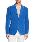 Men's Corduroy Two-button Jacket, Blue