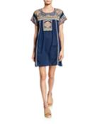 Tamia Short-sleeve Voile Tunic Dress