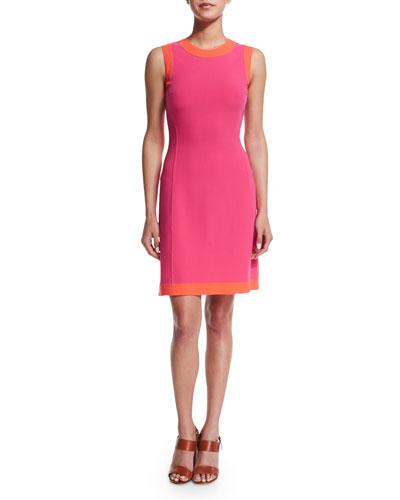 Sleeveless Two-tone A-line Dress, Watermelon