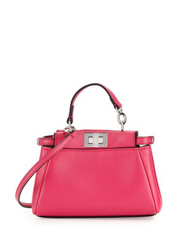 Peekaboo Micro Satchel Bag, Fuchsia