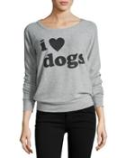 I Love Dogs Graphic Sweatshirt, Gray