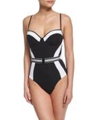 Optima Colorblock Underwire Belted One-piece Swimsuit, Available In D Cup