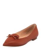 Smooth Leather Bow Ballet Flats