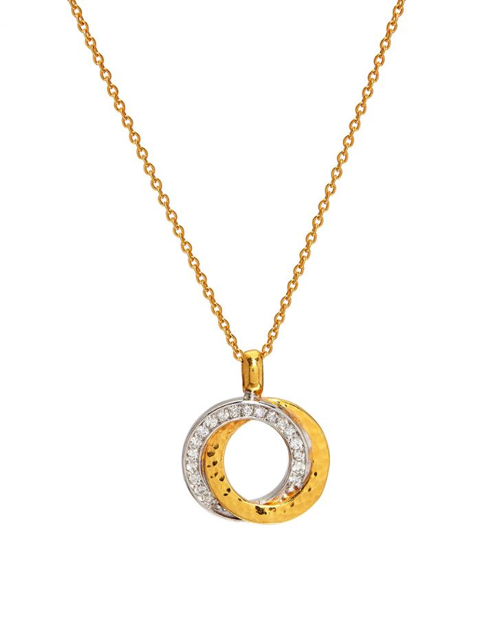 Duet Diamond Half-pave Pendant Necklace