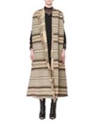 Wild West One-button Long Striped Wool Blanket Coat
