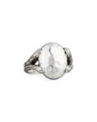 Classic Chain Hammered Oval Ring,