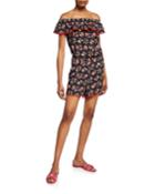 Susie Off-the-shoulder Printed Romper