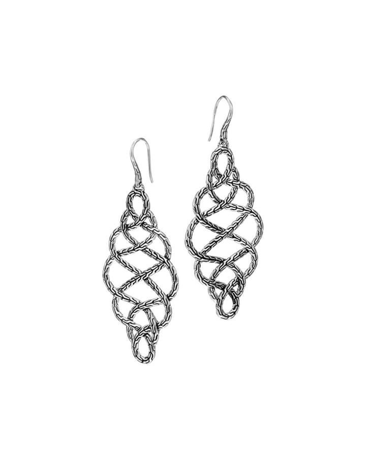 Classic Chain Silver Braided Drop Earrings