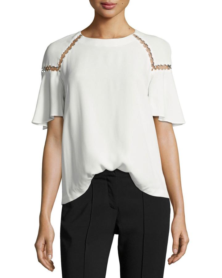 Sheila Short-sleeve Top W/ Ring Trim