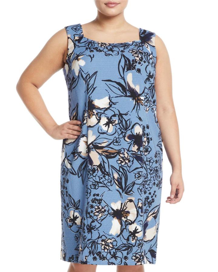 Scribbled Floral Sheath Dress,