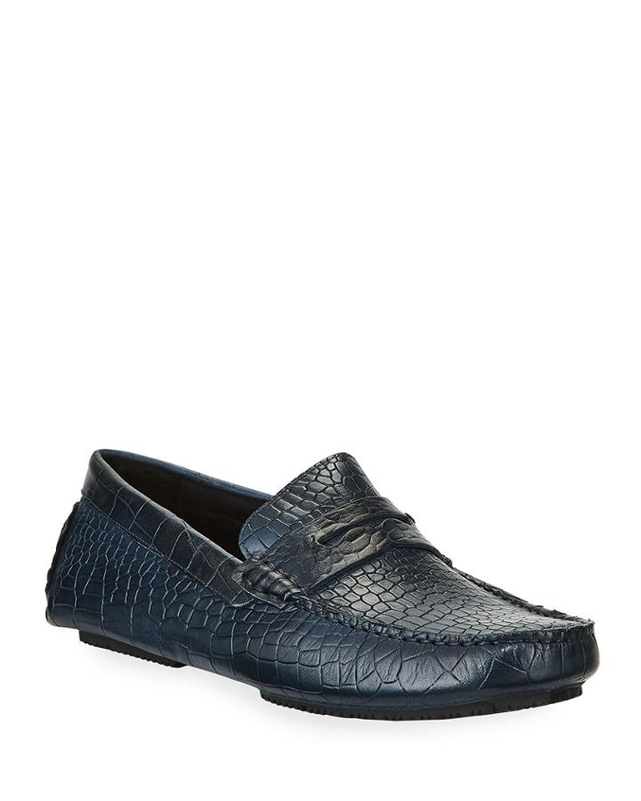 Veeto Croc-embossed Leather Driver