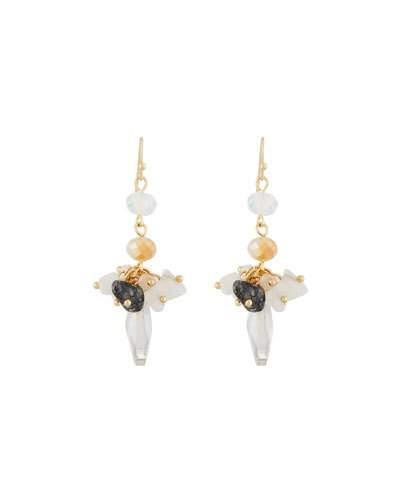 Simulated Crystal Cluster Earrings, Topaz