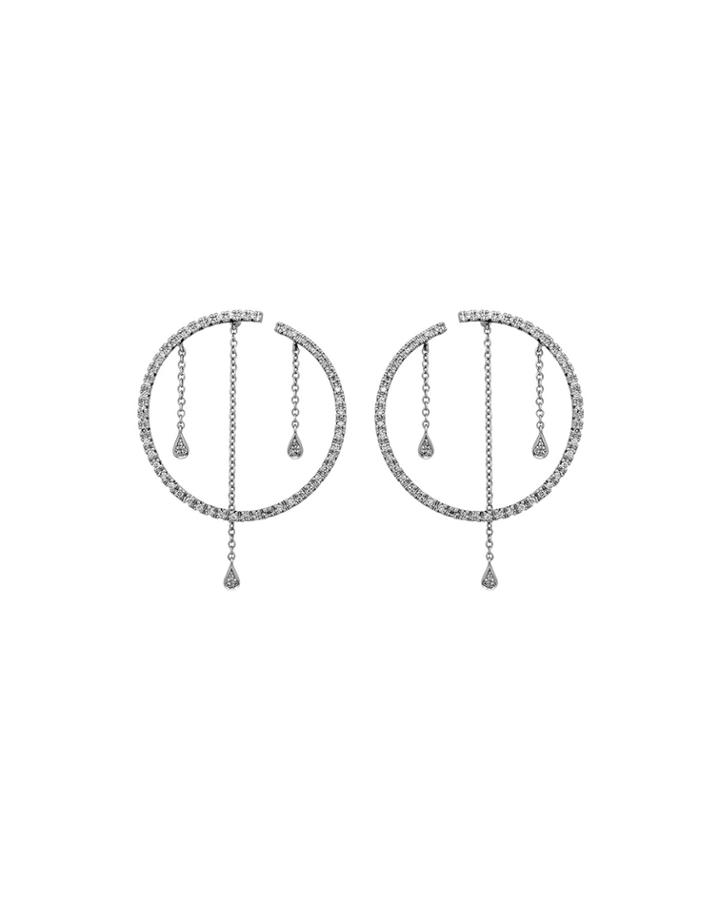 18k White Gold Diamond 3-dangle Earrings