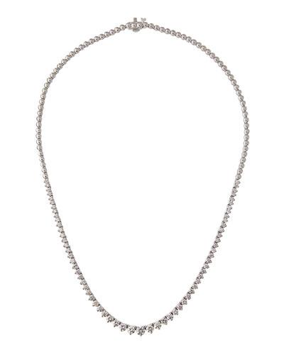18k White Gold Halfway Diamond Tennis Necklace,