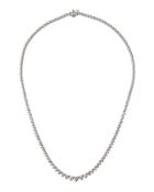 18k White Gold Halfway Diamond Tennis Necklace,
