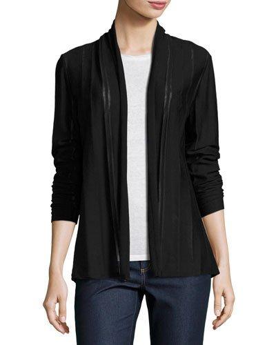 Shawl-collar Open-front Cardigan, Black
