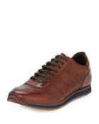 Bid On Me Camouflage-embossed Leather Sneaker, Cognac