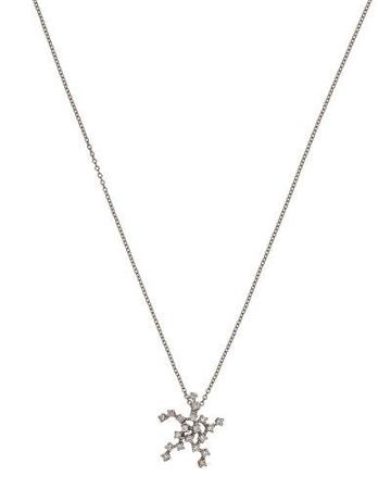 18k White Gold Stella Star Pendant Necklace W/ Diamonds