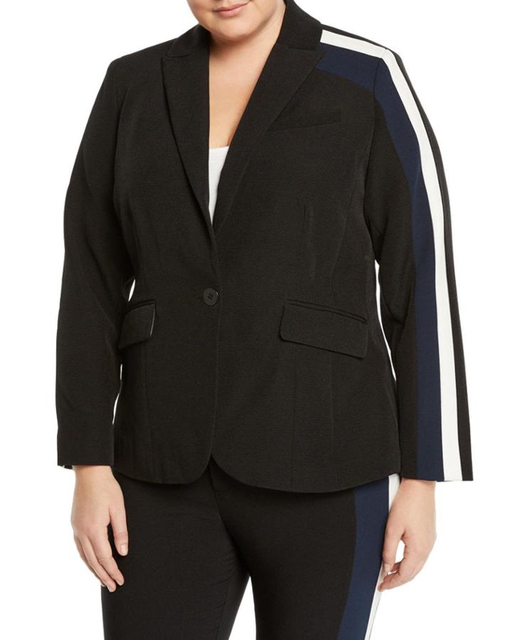 Darby Striped Long-sleeve Blazer,