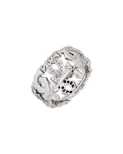 18k White Gold Diamond Interlocking C Ring,