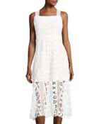 Monroe Sleeveless Lace Midi Dress, White