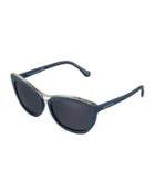 Cat-eye Brow-bar Sunglasses, Blue