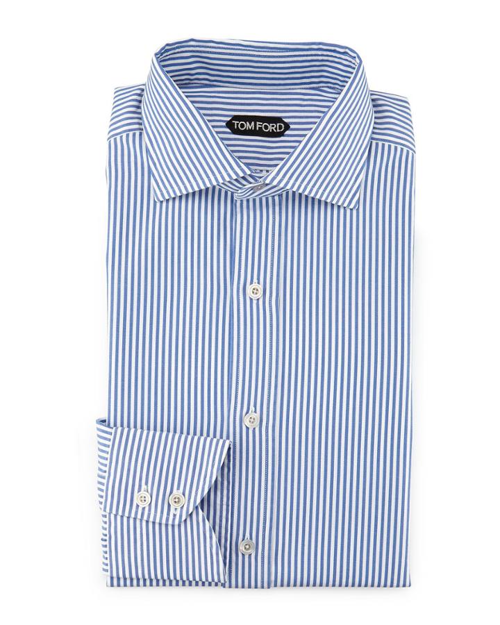 Striped Button-down Shirt, Blue/white