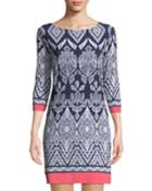 3/4-sleeve Puff-print