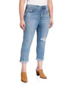 Plus Size Shape Slim Straight Cropped Distressed Jeans