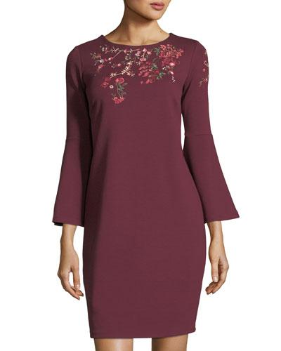 Bell-sleeve Embroidered