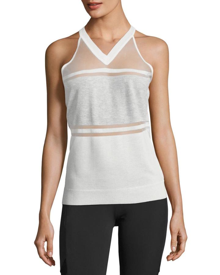 Vue Paneled Sweater Tank Top, White