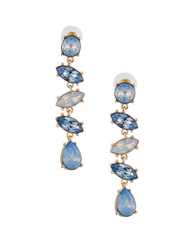 Delicate Multi-crystal Dangle Earrings, Blue