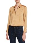 Leema Floral-print Button-down Shirt W/ Pocket