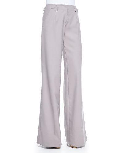 Wool Crepe Wide-leg Trousers,