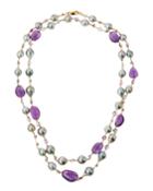Belpearl 14k Tahitian Pearl & Amethyst Necklace, Women's