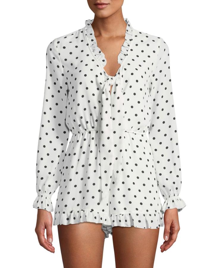 Ruffle Polka-dot Woven Romper