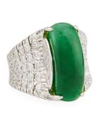18k White Gold Jade & Diamond Fashion Ring