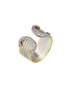 18k Tri-color Double-c Ring W/ Diamonds,